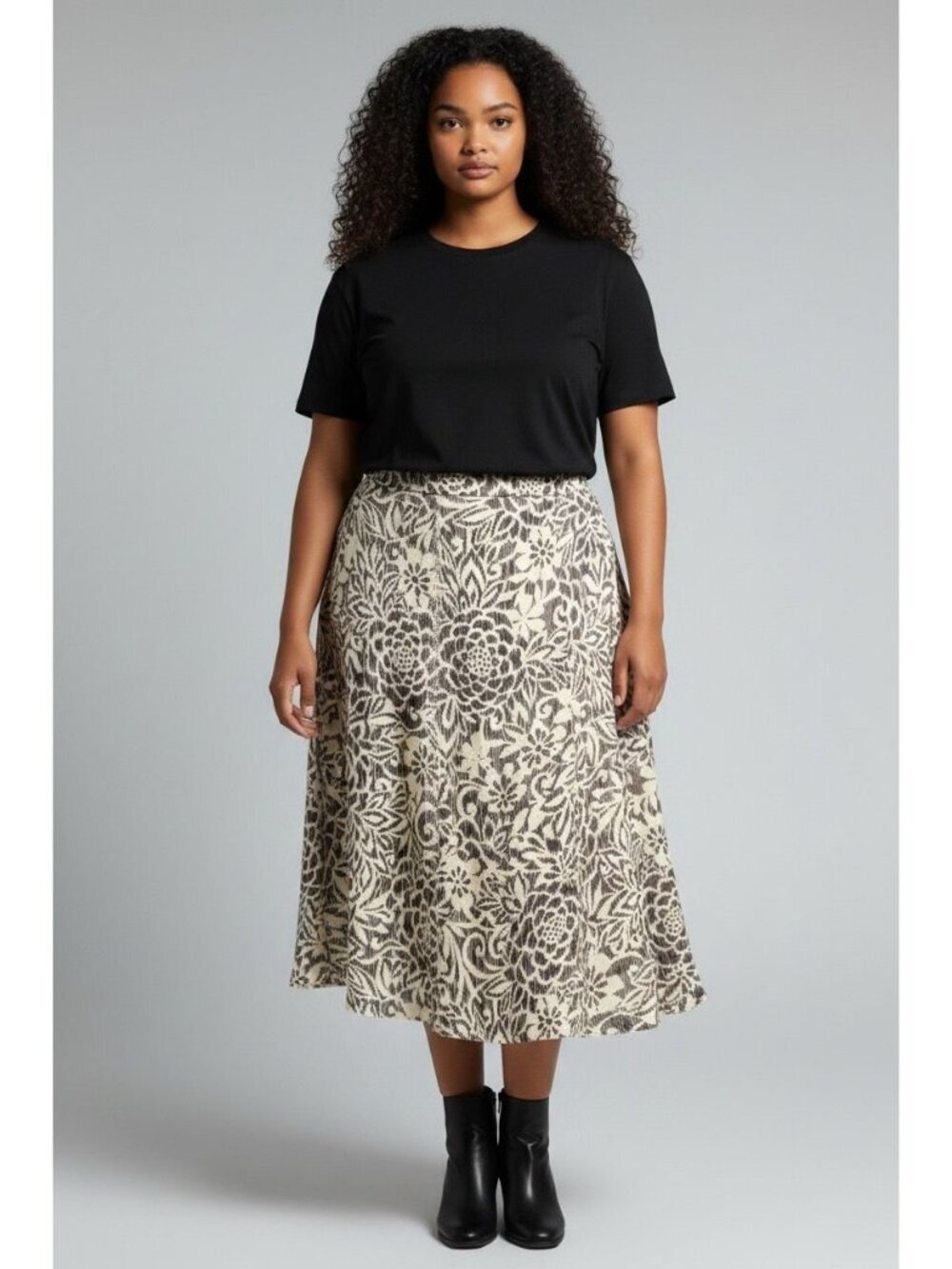 Sigrid Olsen Womens 24W Beige Silk Midi Skirt A Line Lined